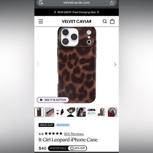 Velvet Caviar iPhone 17 Pro It Girl Leopard Print Phone Case & Grip NEW WITH BOX